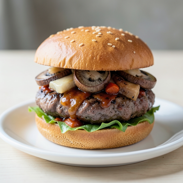 معاينة مرئية أصلية لأكلة مشروم بيف ساندوتش من برجر ان بوكس