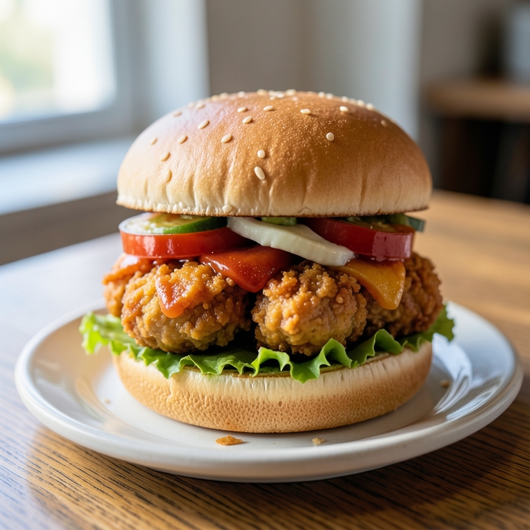 معاينة مرئية أصلية لأكلة وجبة دجاج برجر من برجر كنج