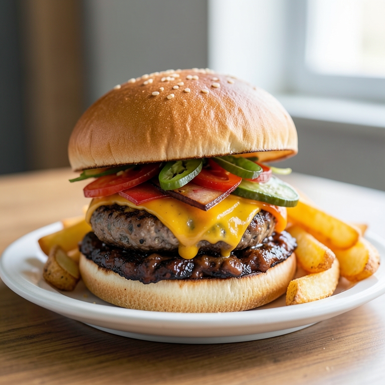 معاينة مرئية أصلية لأكلة جونيور تشيز برجر مع بطاطس مقلية من بوتشرز برجر