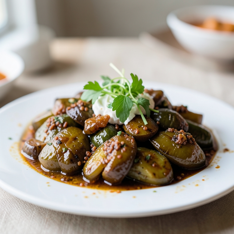 معاينة مرئية أصلية لأكلة باذنجان مخلل من مطعم حضرموت