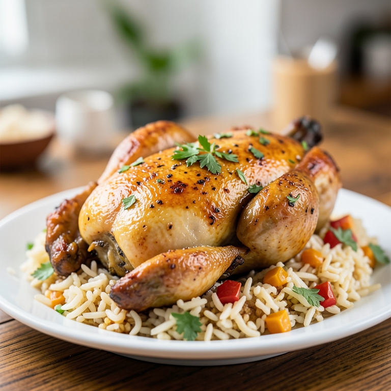 معاينة مرئية أصلية لأكلة دجاجة شيش مع الارز من مطعم حضرموت