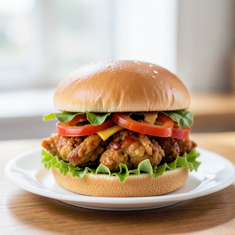 معاينة مرئية أصلية لأكلة عرض برجر الدجاج من كنساس فرايد تشيكن