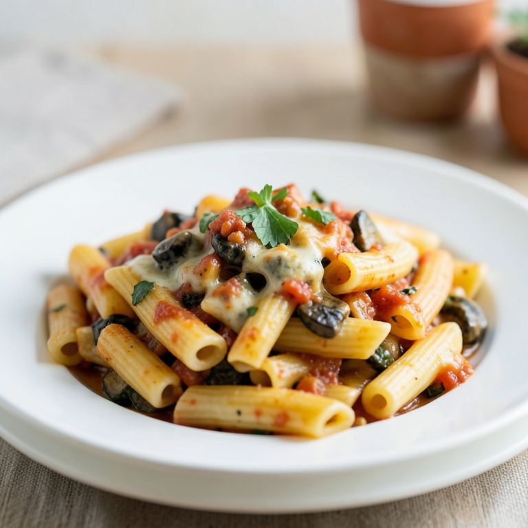 معاينة مرئية أصلية لأكلة مكرونة مخبوزة بالفرن مع الفطر حجم أكبر من باستاويسي