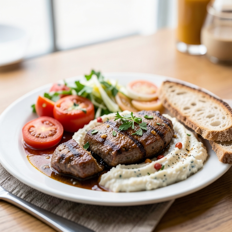 معاينة مرئية أصلية لأكلة فتة حمص مع زبادي و خبز من طابون