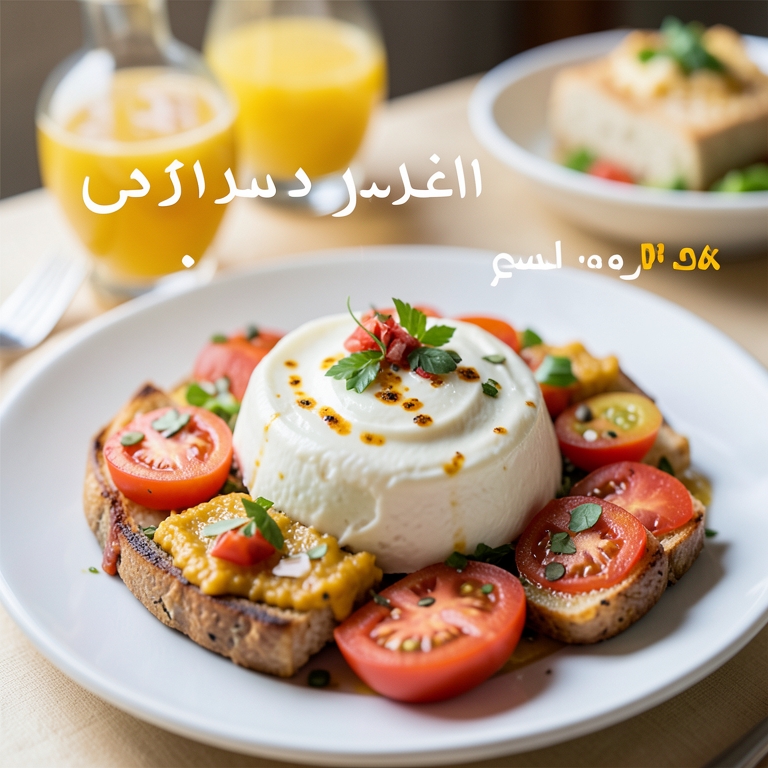 معاينة مرئية أصلية لأكلة صحن لبنة بلدى من طابون