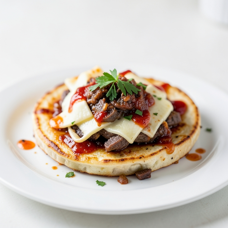 معاينة مرئية أصلية لأكلة منقوشة جبنة ولحمة من طابون