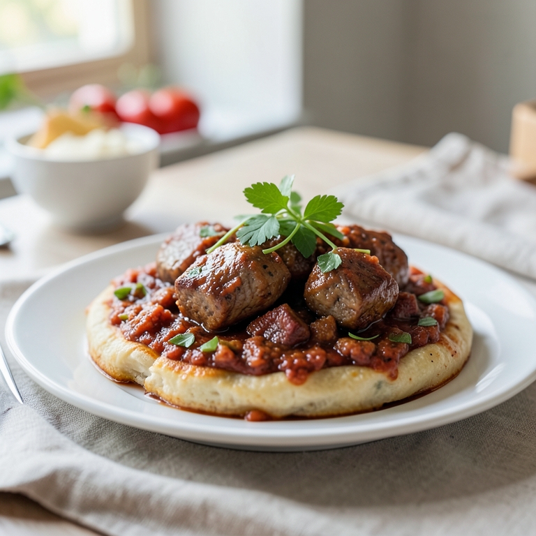 معاينة مرئية أصلية لأكلة برغل مع لحم موزات من طابون