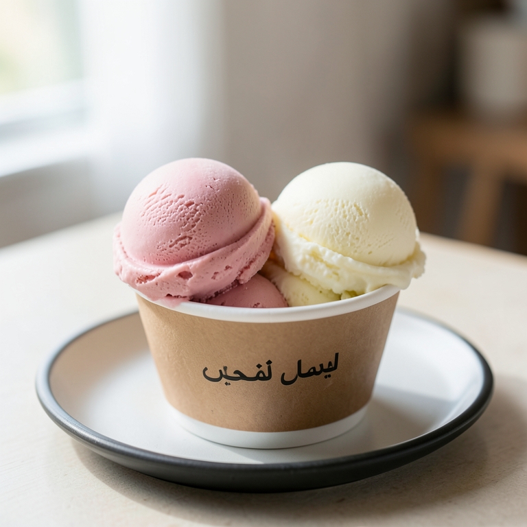 معاينة مرئية أصلية لأكلة 2 بولة آيس كريم في كوب من وافليشــوس