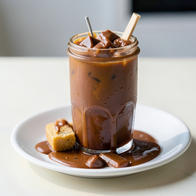 معاينة مرئية أصلية لأكلة شوكولاتة ساخنة بالكراميل من وافليشــوس